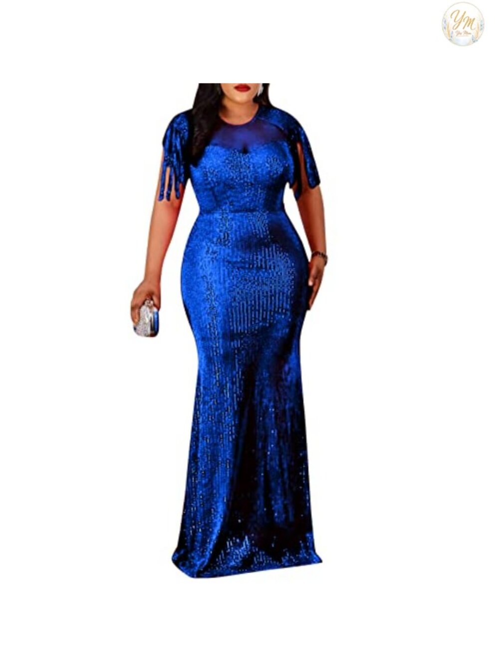 Sexy Sequin Tassel Mesh Bodycon Maxi Dress Party Cocktail Evening Gown